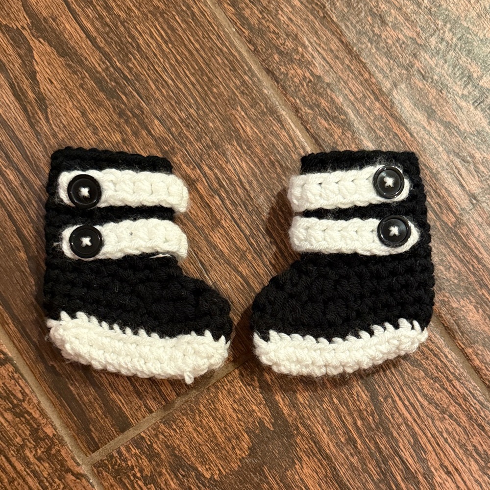 Black and White Crochet Baby Booties Alpinestar Dirtbike boots
